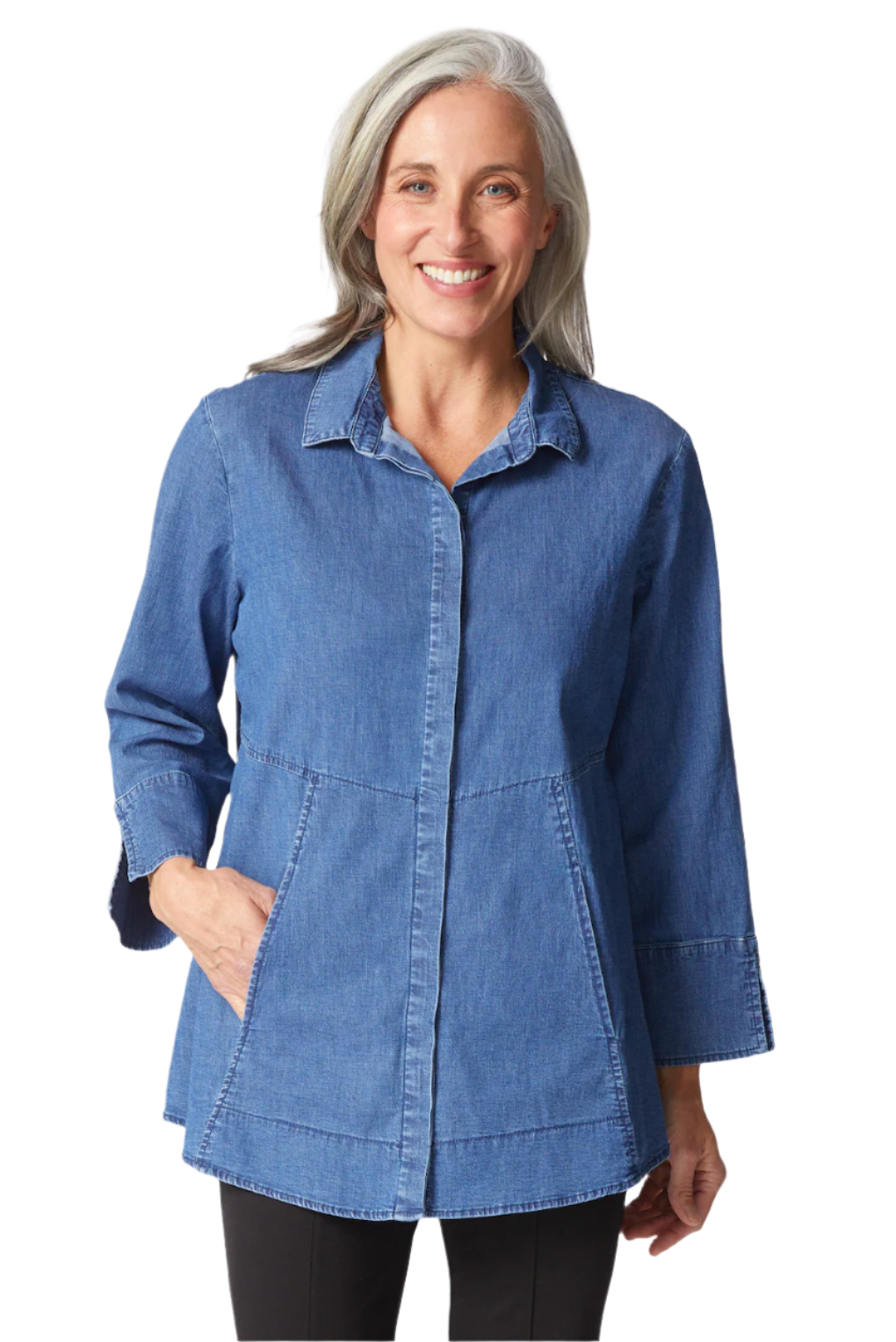 Habitat 15219DN DENIM Perfect Travel Hidden Placket Shirt