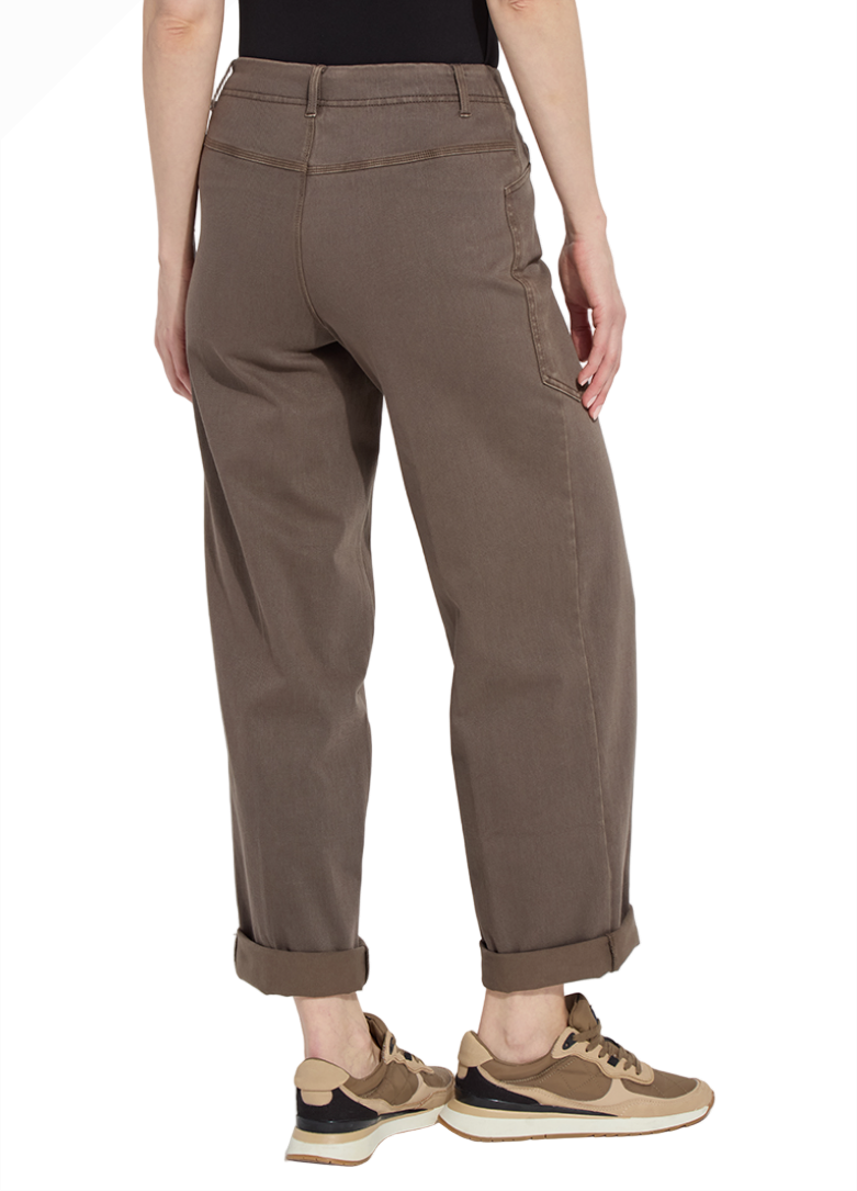 Lyssé Penelope 103644M9 Antique Washed Subtle Green Curved Cuffed Full Length Denim Pants