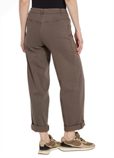 Lyssé Penelope 103644M9 Antique Washed Subtle Green Curved Cuffed Full Length Denim Pants