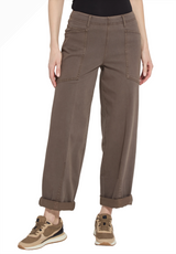 Lyssé Penelope 103644M9 Antique Washed Subtle Green Curved Cuffed Full Length Denim Pants