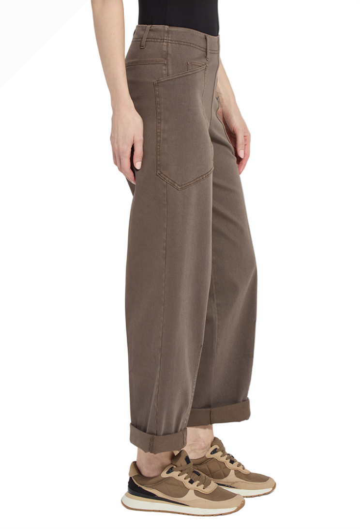Lyssé Penelope 103644M9 Antique Washed Subtle Green Curved Cuffed Full Length Denim Pants