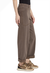 Lyssé Penelope 103644M9 Antique Washed Subtle Green Curved Cuffed Full Length Denim Pants