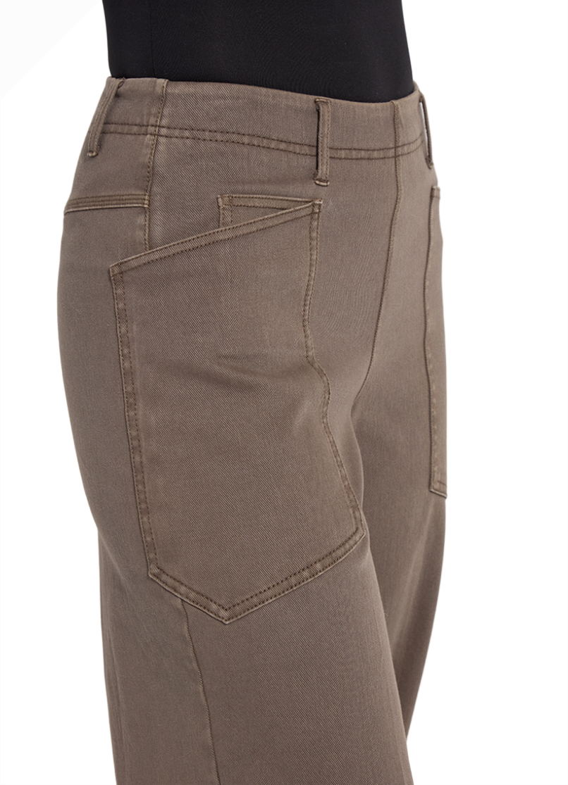 Lyssé Penelope 103644M9 Antique Washed Subtle Green Curved Cuffed Full Length Denim Pants