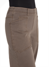 Lyssé Penelope 103644M9 Antique Washed Subtle Green Curved Cuffed Full Length Denim Pants