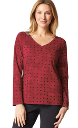 Habitat 16851WN WINE 100% Cotton Cozy Rib Tie Dye Easy V-Neck Tee