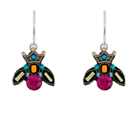 Firefly E819-MC Multicolor Mosaic Bee Earrings