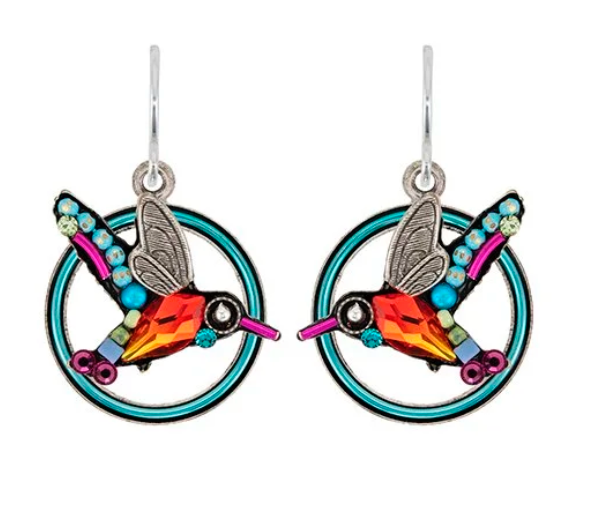 Firefly E832-MC Multicolor Mosaic Hummingbird Earrings
