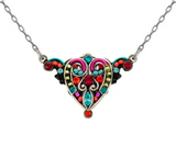 Firefly 9197-MC Multicolor Filigree Heart Collection Pendant Necklace