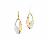 Marjorie Baer E8600DW Silver and Brass Oval Leaf Wire Earrings