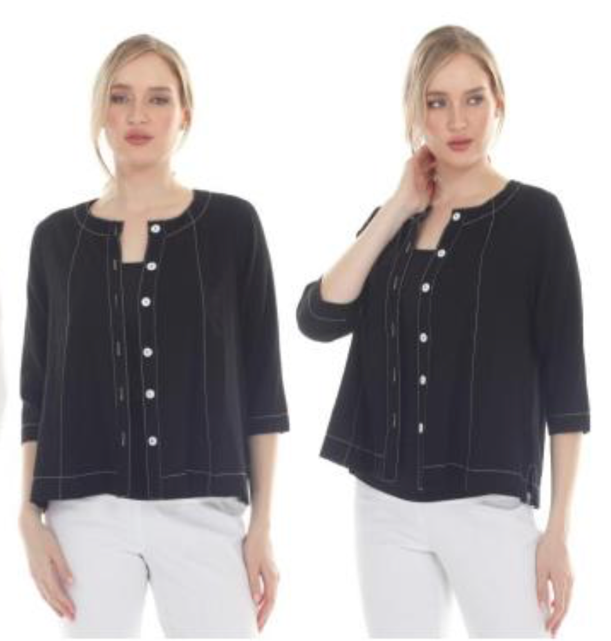 Terra T4685BK BLACK Button Front Top