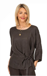 Look Mode USA 9099TP TAUPE One Size Linen Wrap Tie Top