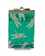 Cathayana CHR-10 DARK GREEN Butterfly & Dragonfly Brocade Card Wallet With RFID Protection