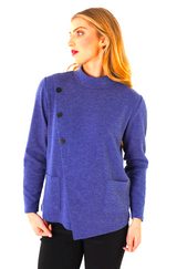Trisha Tyler TT13111BU BLUE Mock Neck Sweater with Pockets