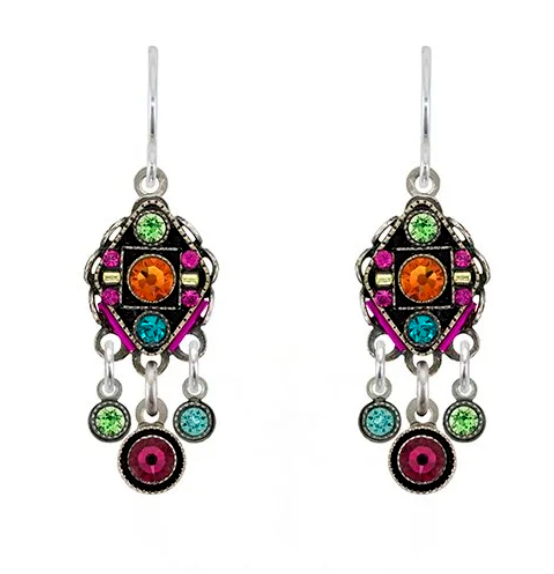 Firefly E467-MC Multicolor Architectural Diamond Dropdown Earrings