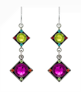Firefly E792-MC Multicolor Rainbow Two Tier Diamond Shape Drop Earrings
