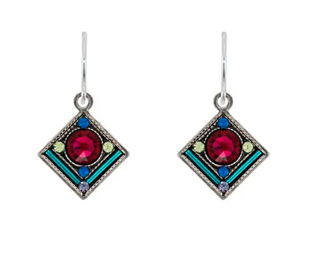 Firefly E783-JT Jewel Tone Rainbow Diamond Shape Earrings