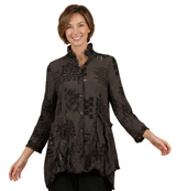 Moonlight 4296BN BROWN and Black Asian Print Button Front Jacket