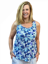 Shana 26034PU PURPLE Off Center Button Front Tank Top