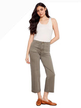 Charlie B C5660R Sage Cropped Wide Leg Colored Twill Pants With Patch Pockets