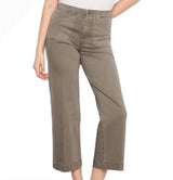 Charlie B C5660R Sage Cropped Wide Leg Colored Twill Pants With Patch Pockets