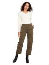 Charlie B C5812655C335 OLIVE Smooth Twill Barrel Leg Pants