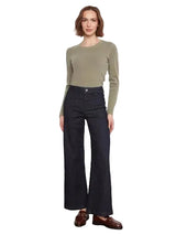 Charlie B C5814678C081 MIDNIGHT Wide Leg Stretch Denim Pants With Pin Tucks