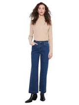 Charlie B C5816431A007 INDIGO Wide Leg Stretch Denim Pants With Side Panel