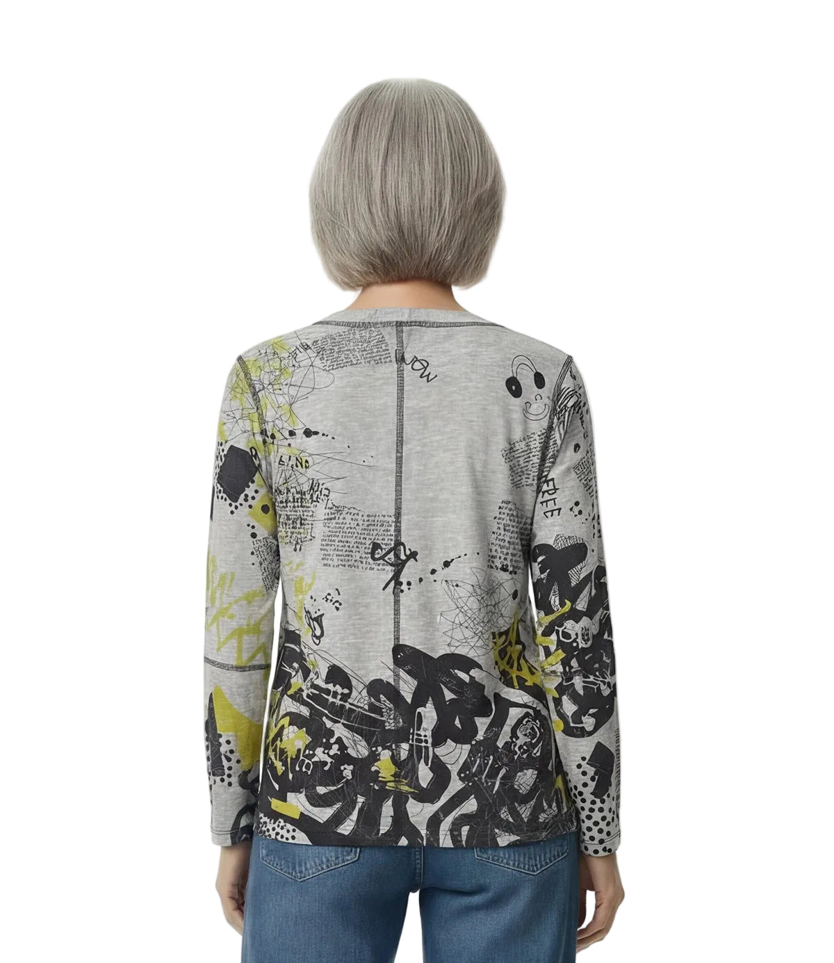Inoah T1523F-AF137 JAZZ MUSIC Long Sleeve Round Neck Sweater Tee