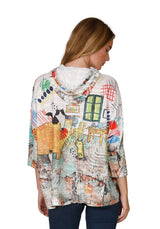 Inoah T1610SM MEOW MATES One Size 3/4 Length Sleeve Hooded Poncho With Pocket