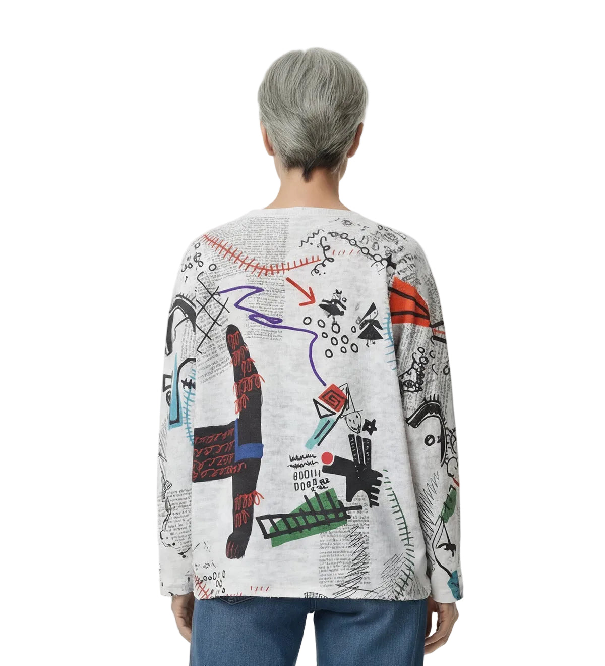 Inoah T1772SE-AF108 AGENT BOOTSIE Elbow Length Sleeve Sweater Knit T-Shirt