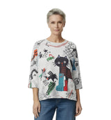 Inoah T1772SE-AF108 AGENT BOOTSIE Elbow Length Sleeve Sweater Knit T-Shirt