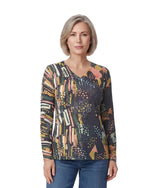 Inoah T1780MH-AF100 SERENE LIGHTS Long Sleeve V-Neck Fitted Tee