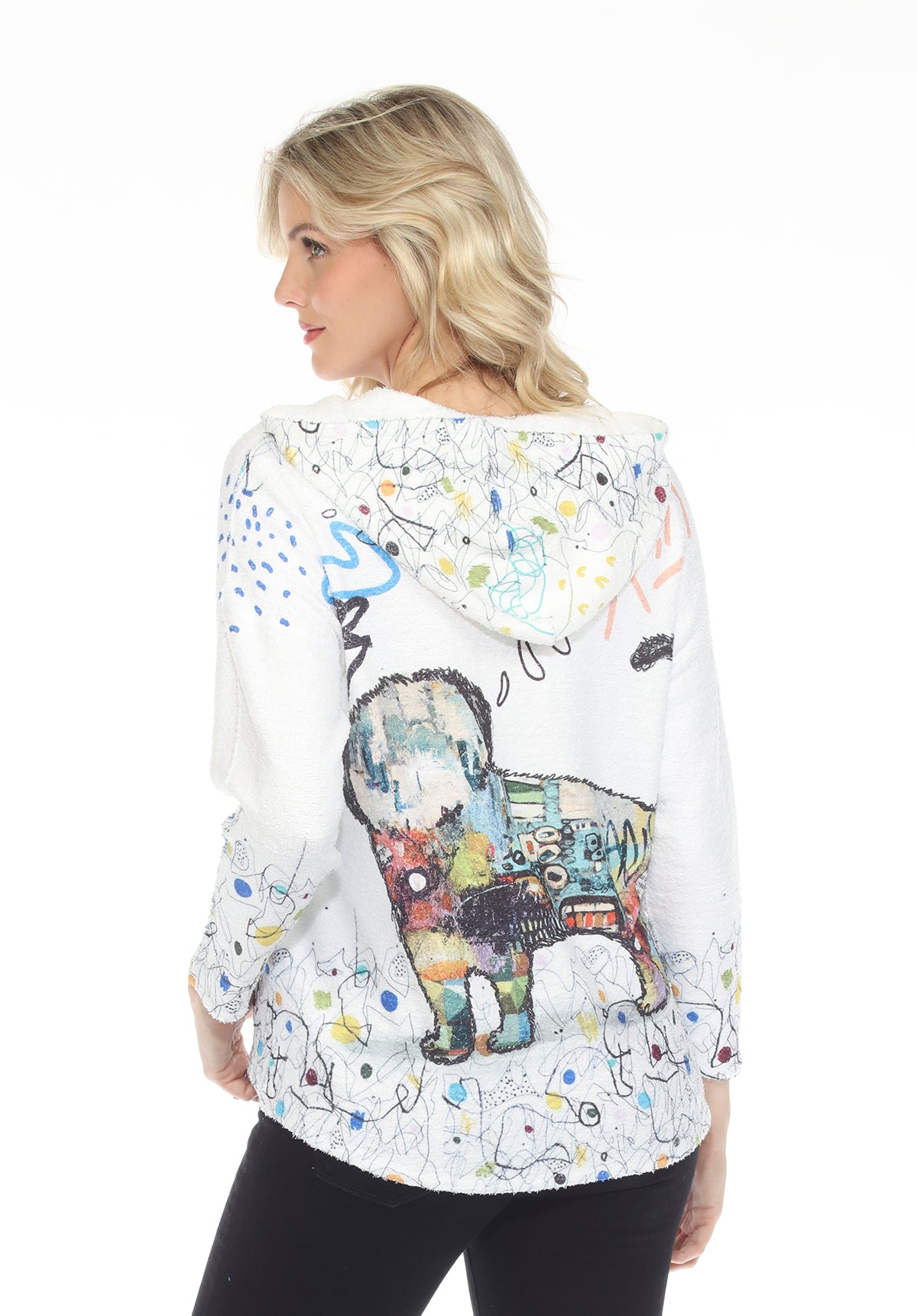 Inoah T330BEL LULU Hooded Long Sleeve Hi-Lo Hem Pullover