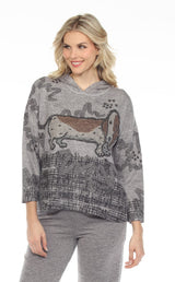 Inoah T330GSC COOKIE Hooded Long Sleeve Hi-Lo Hem Pullover