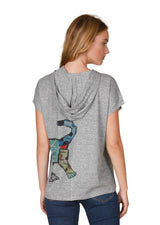 Inoah T427T FI FI FLUFF Grey Short Sleeve Hooded Doggy T-Shirt With Pockets