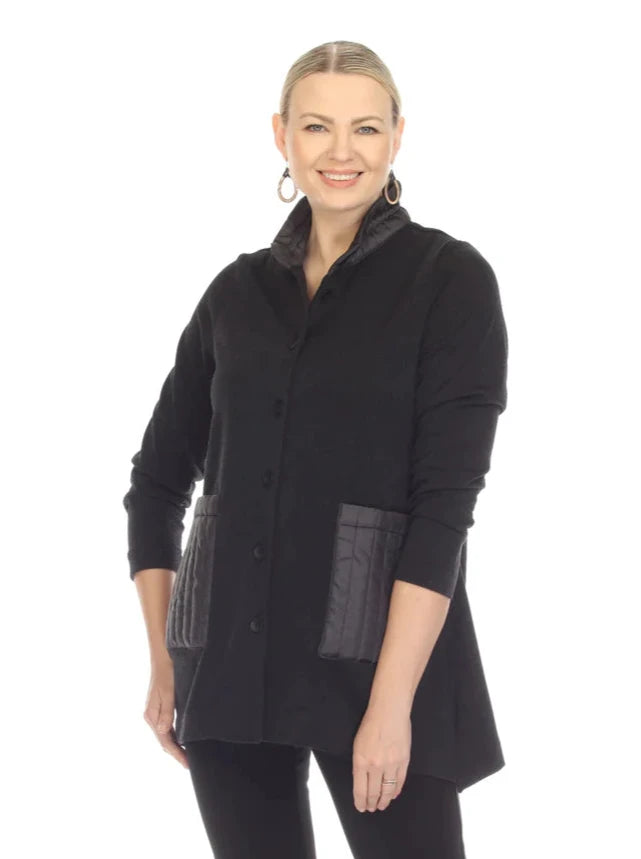 Terra T4524 Midnight Classic Sweater With Quilted Pockets and Wired Collar