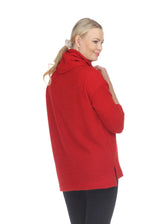 Terra T5414 Red Pullover Removable Cowl Neck Top With Pocket