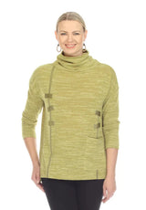 Terra T5484 Golden Olive Turtleneck Pullover Top With Pocket