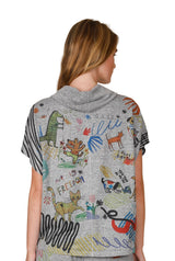 Inoah T992T FREEDOM PARK Grey Short Dolman Sleeve Cowl Neck Top