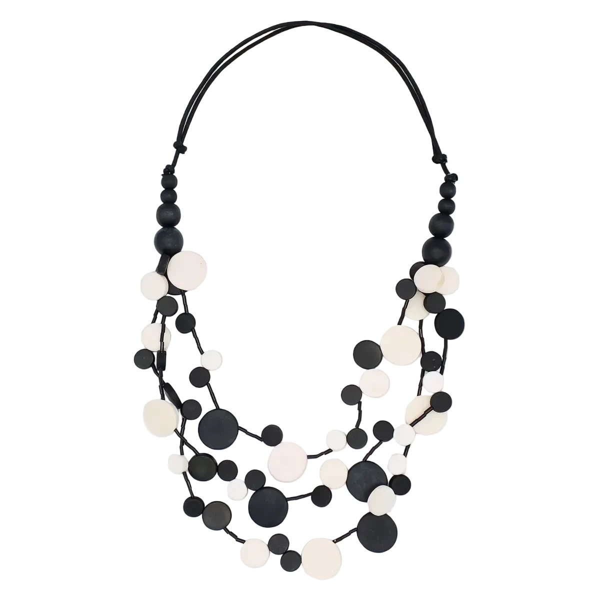 Sylca TG22N02BW Black and White Multi Strand Millie Necklace