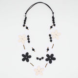 Sylca TG25N02BW Black and White Floating Flower Necklace