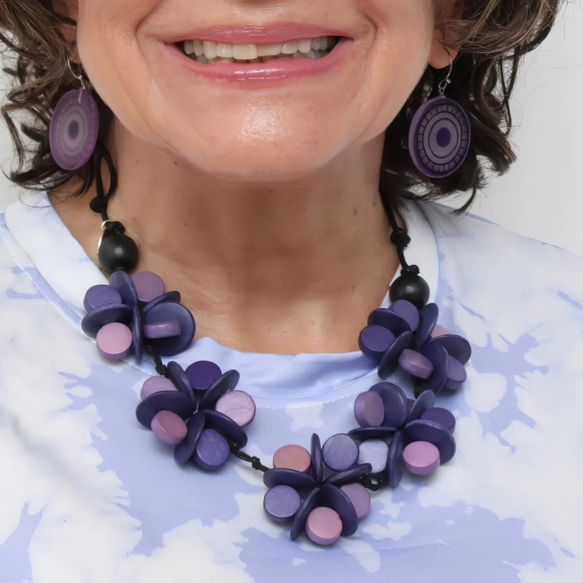 Sylca TG25N07PU Purple Cascading Blooms Necklace