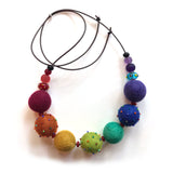 Two Son Jewelry FBLRB RAINBOW Felt Ball Necklace On Leather