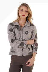 Trisha Tyler TT13072 Light Grey Button Front Patch Pocket Jacket