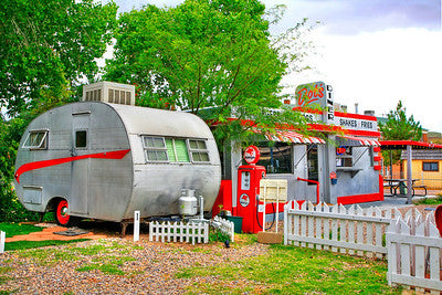 Charlene Mitchell B-51 Vintage Trailer & Dot's Diner In Bisbee Arizona Blank Note Card