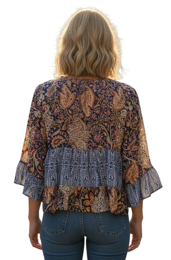 Shannon Passero 5474BP Blue Paisley Mix Tiffany Tiered One Size Cardigan
