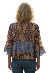 Shannon Passero 5474BP Blue Paisley Mix Tiffany Tiered One Size Cardigan