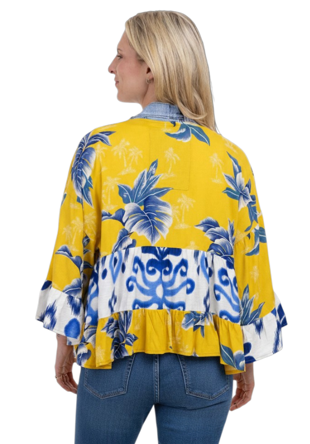 Shannon Passero 5474YP One Size Yellow Palm Tiffany Tiered Cardigan