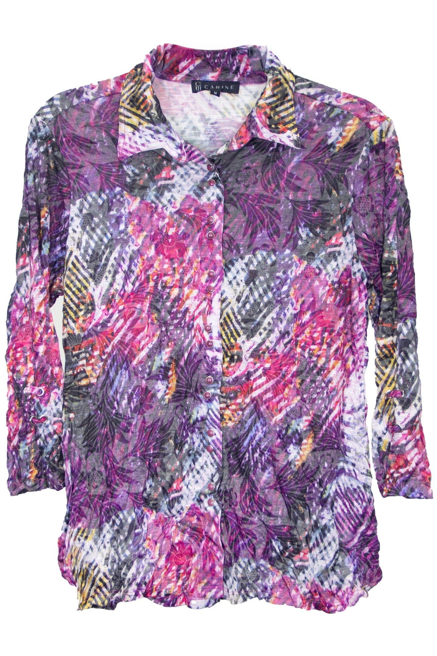 Carine BC26404 VELVET REVERIE Burnout Crinkle Sabrina Shirt