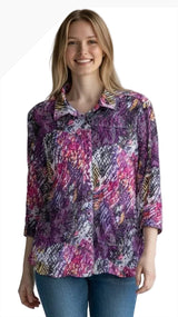 Carine BC26404 VELVET REVERIE Burnout Crinkle Sabrina Shirt